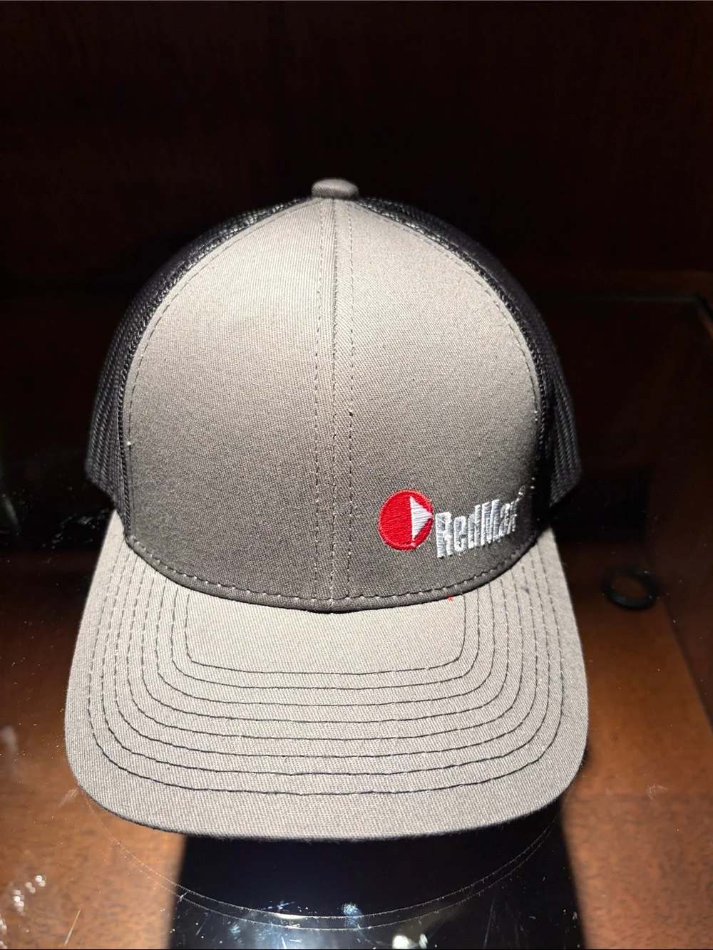 RedMax Gray/Black Mesh Trucker Cap with Red Logo